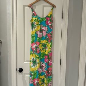 Lilly Pulitzer Tie- back Floral Maxi Dress - Pink, Yellow, Green, Blue
